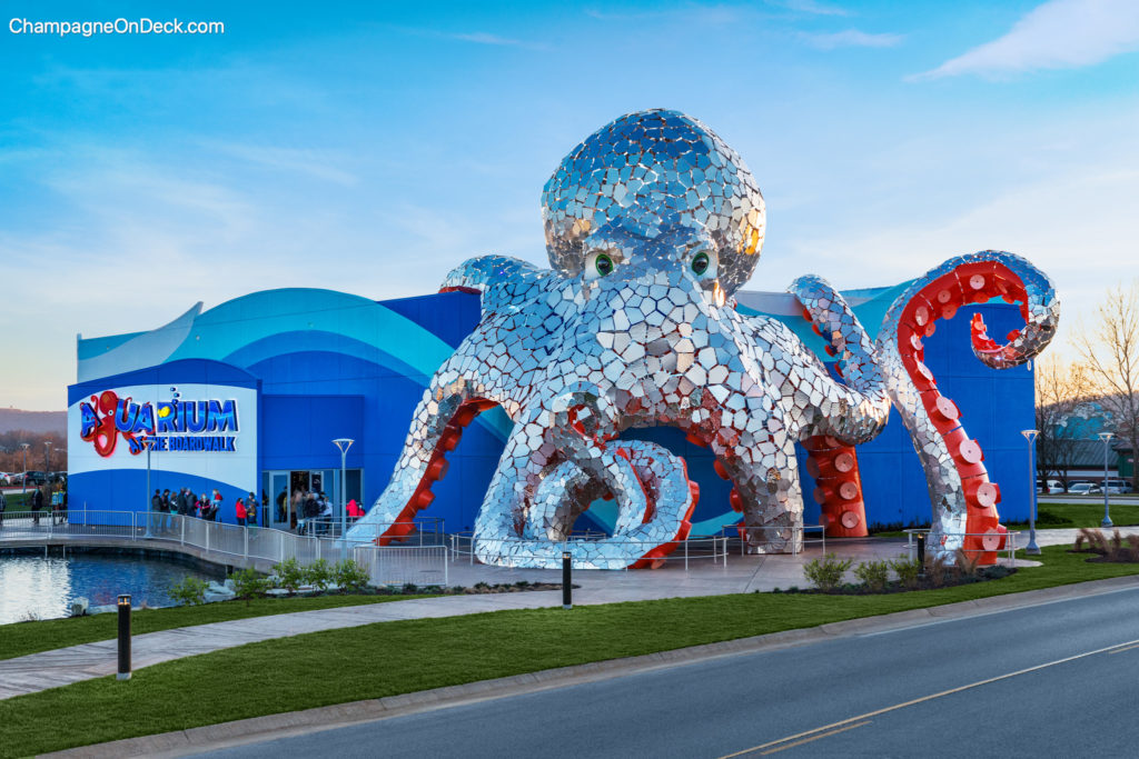 Branson Aquarium building with giant octopus outside