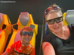 Things to do with kids in Branson Castle of Chaos People in seats with 3D glasses