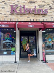 Things to do in Branson Ice Cream Girl eating ice cream in Branson at Kilwins