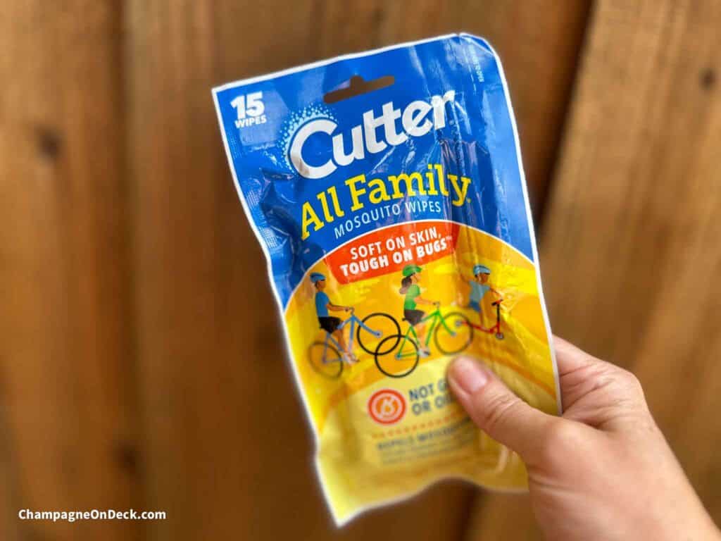 Best Mosquito Repellant for camping hand holding Cutter All Family Wipes